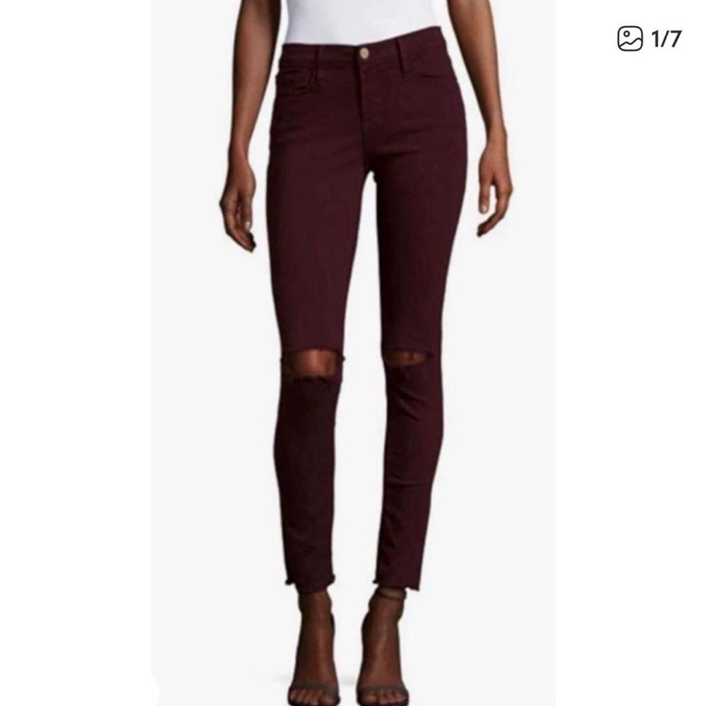 FRAME Burgundy Le Skinny De Jeanne Jeans